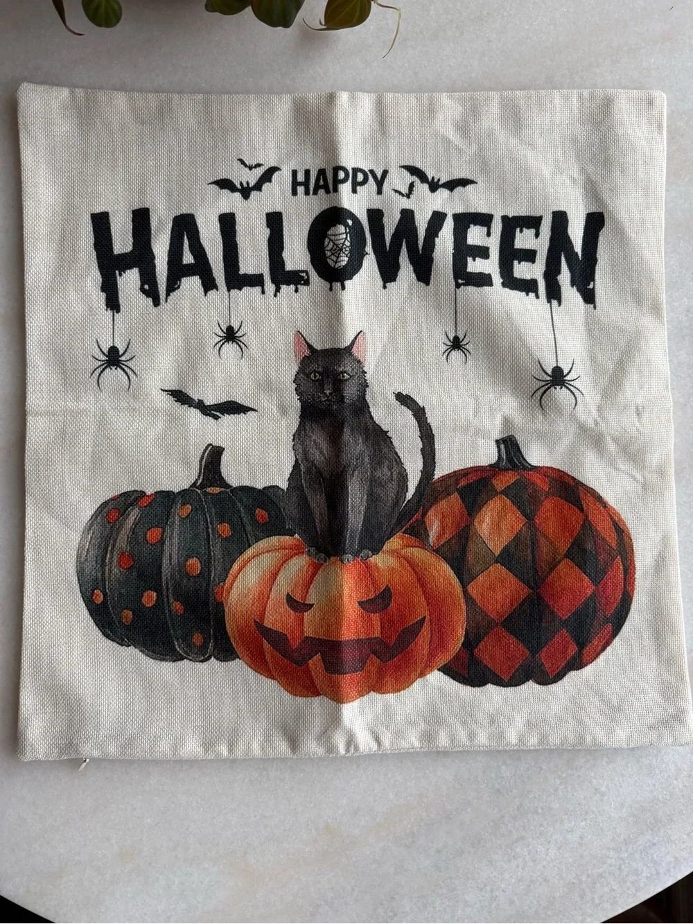 Halloween Cat Pumpkin Throw Pillow Covers - Black cat and Pumpkin stack 2 qty